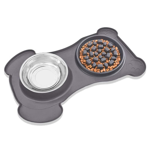 2 In 1 Non - slip Stainless Steel Silicone Feeder Bowl