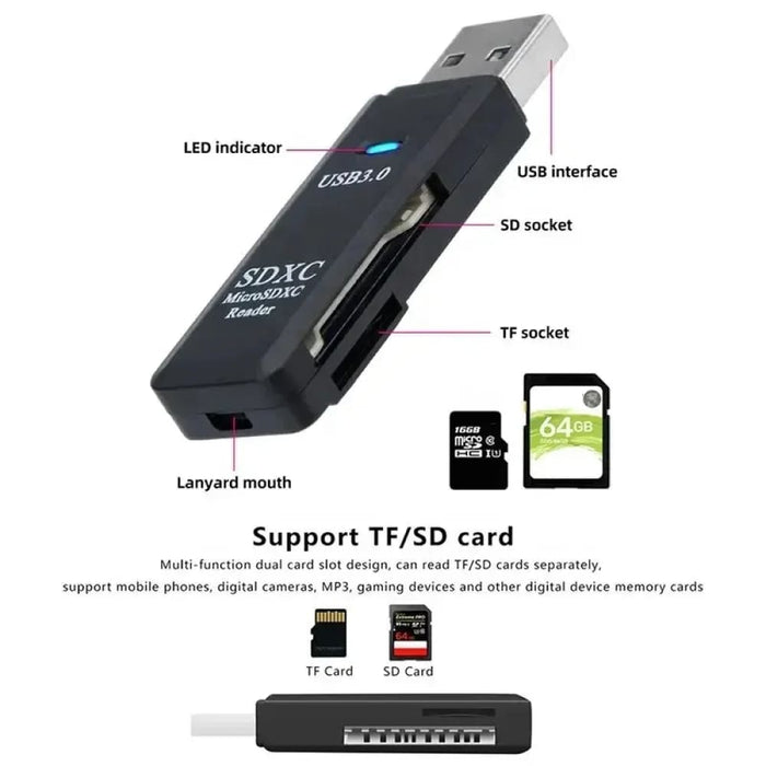 2 In 1 Usb 3.0 Card Reader For Micro Sd And Tf Cards