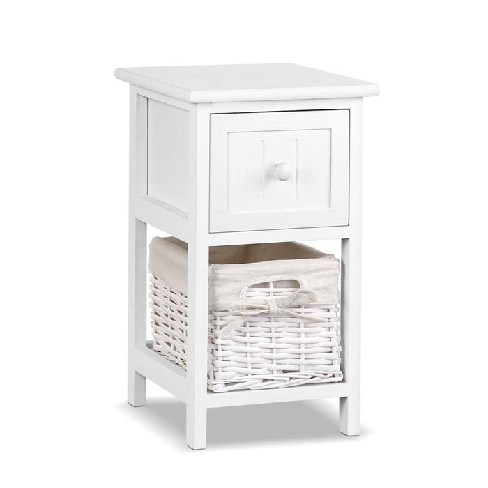 2 Pcs Artiss Bedside Table - White