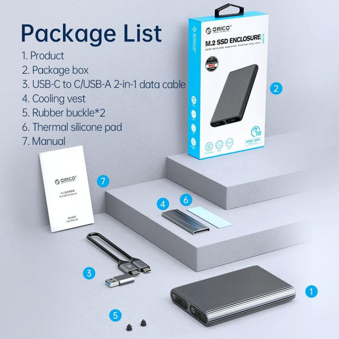 2 Bay M.2 Nvme Sata Ssd Enclosure