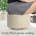 2 Set Beige Fabric Ottoman Round Wooden Leg Foot Stool