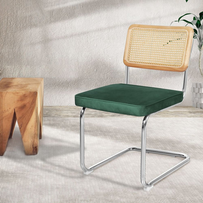 2 x Dining Chairs Cesca Chair Replica Cantilever Velvet