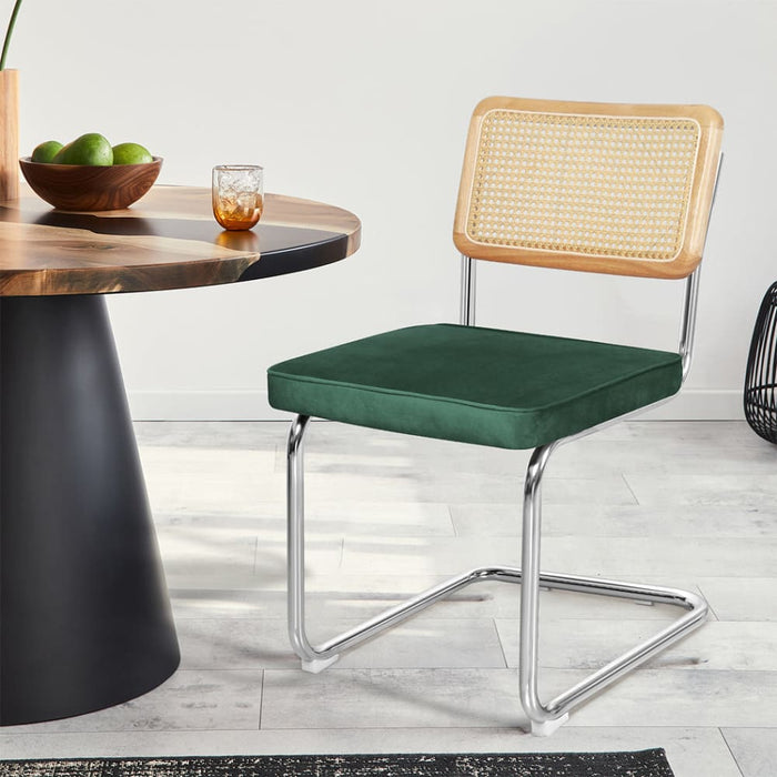 2 x Dining Chairs Cesca Chair Replica Cantilever Velvet