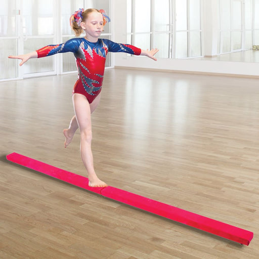 2.4m (8ft) Gymnastics Folding Balance Beam Pink Synthetic
