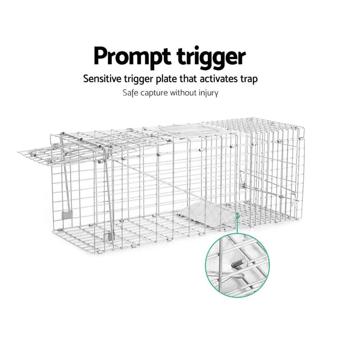 Set Of 2 Humane Animal Trap Cage 66 x 23 25cm - Silver