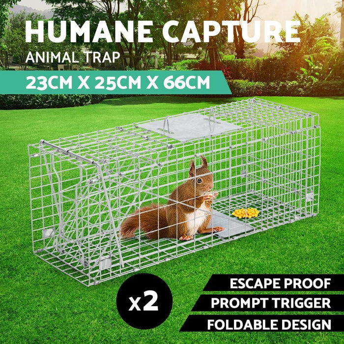 Goslash Picks Set of 2 Humane Animal Trap Cage 66 x 23 25cm