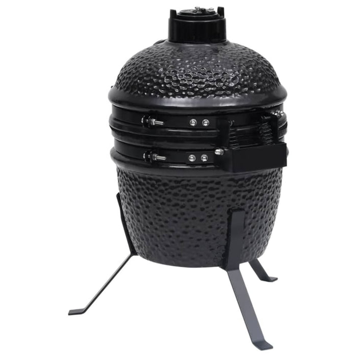 2-in-1 Kamado Barbecue Grill Smoker Ceramic 56 Cm Black