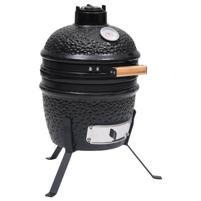 2-in-1 Kamado Barbecue Grill Smoker Ceramic 56 Cm Black