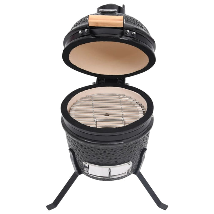 2-in-1 Kamado Barbecue Grill Smoker Ceramic 56 Cm Black
