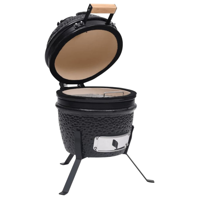2-in-1 Kamado Barbecue Grill Smoker Ceramic 56 Cm Black
