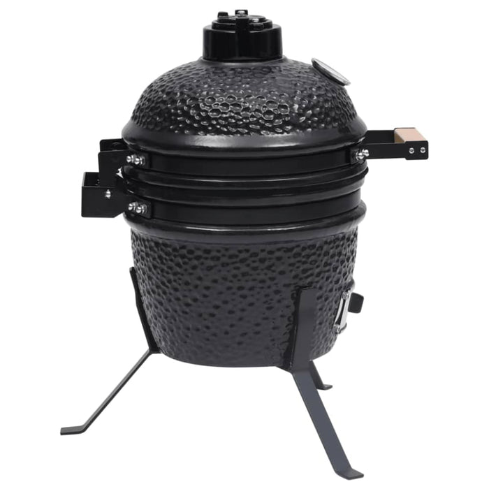 2-in-1 Kamado Barbecue Grill Smoker Ceramic 56 Cm Black