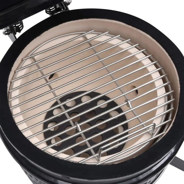 2-in-1 Kamado Barbecue Grill Smoker Ceramic 56 Cm Black