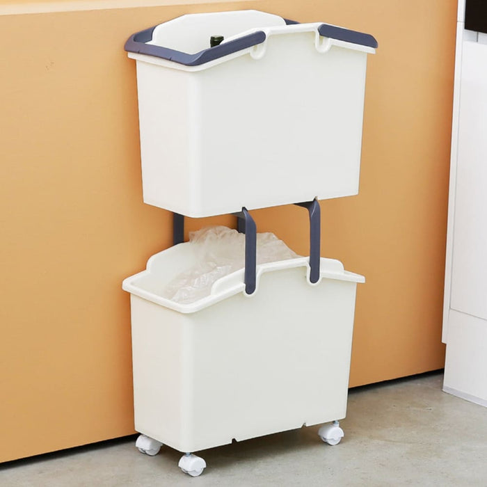 2 Set Ivory Stackable Multipurpose Laundry Basket