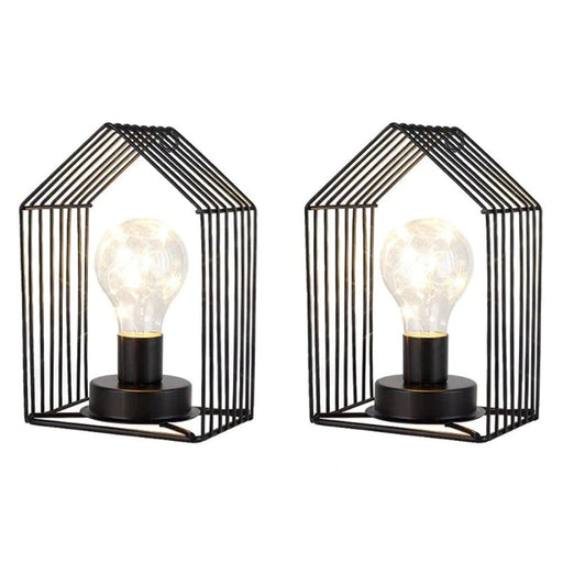 Set Of 2 Metal Cordless Battery Operated Table Lamp