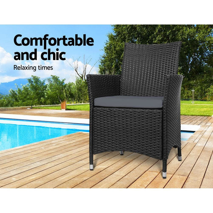 Set of 2 Outdoor Bistro Chairs Patio Furniture Dining