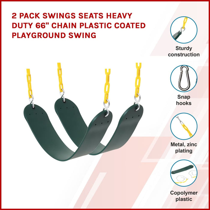 2 Pack Swings Seats Heavy Duty 66’ Chain Plastic Coated