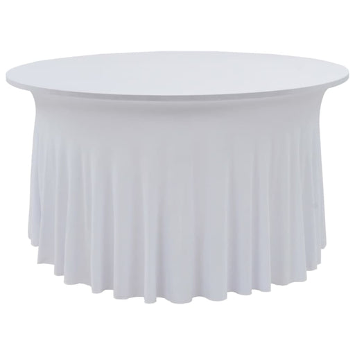2 Pcs Stretch Table Covers With Skirt 180x74 Cm White Ottpnt