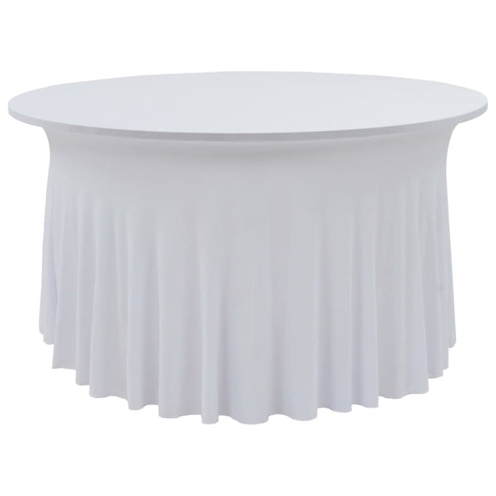 2 Pcs Stretch Table Covers With Skirt 180x74 Cm White Ottpnt