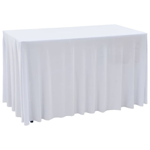 2 Pcs Stretch Table Covers With Skirt 183x76x74 Cm White