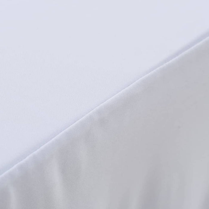 2 Pcs Stretch Table Covers With Skirt 183x76x74 Cm White