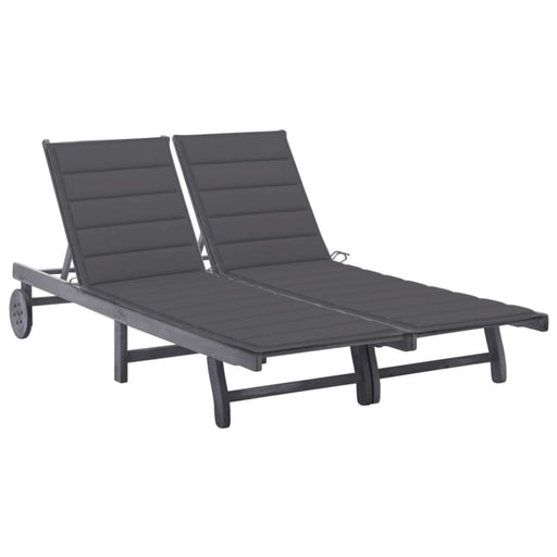 2-person Garden Sun Lounger With Cushion Grey Solid Acacia
