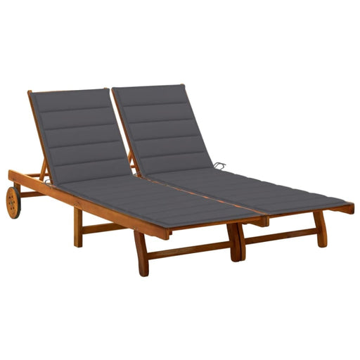 2-person Garden Sun Lounger With Cushions Solid Acacia Wood