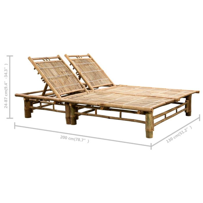2-person Sun Lounger With Cushions Bamboo Tbltkai