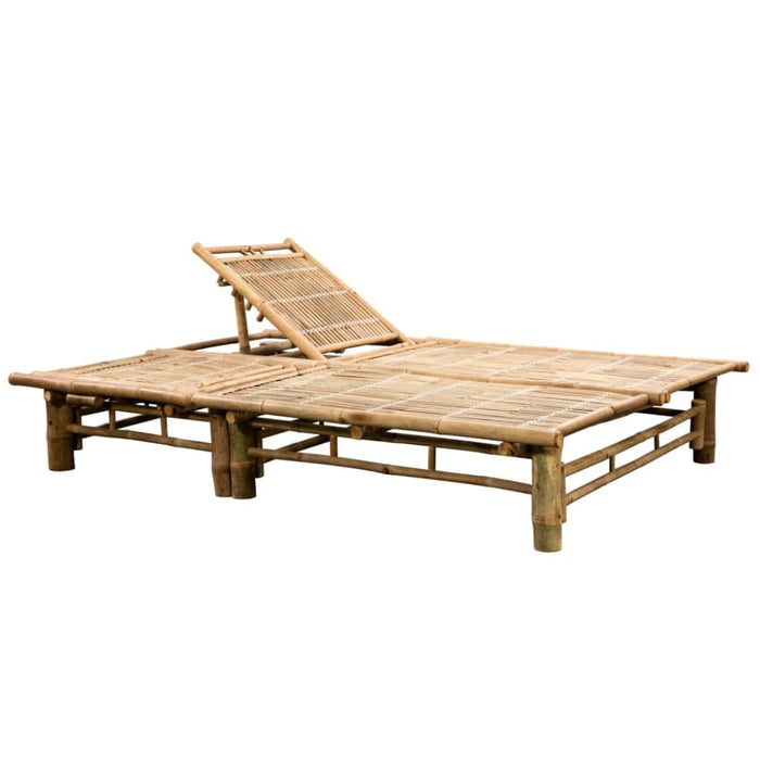 2-person Sun Lounger With Cushions Bamboo Tbltkai