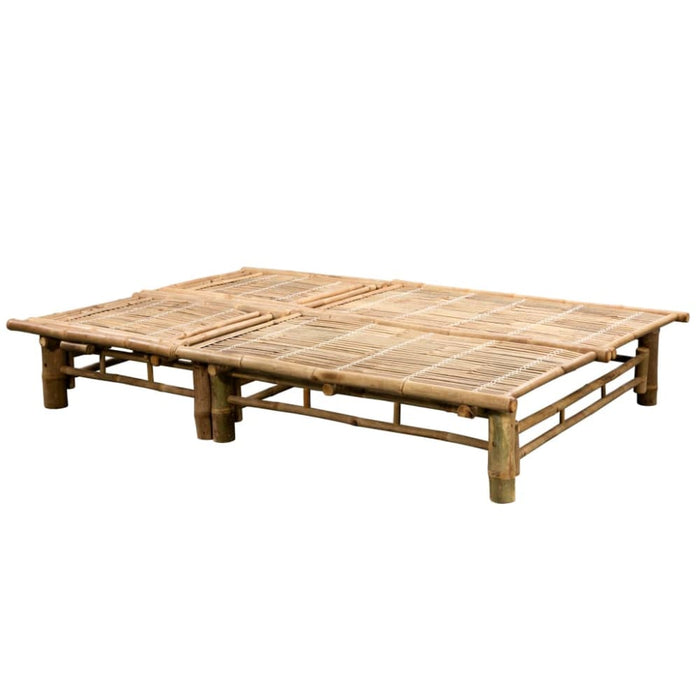 2-person Sun Lounger With Cushions Bamboo Tbltkai
