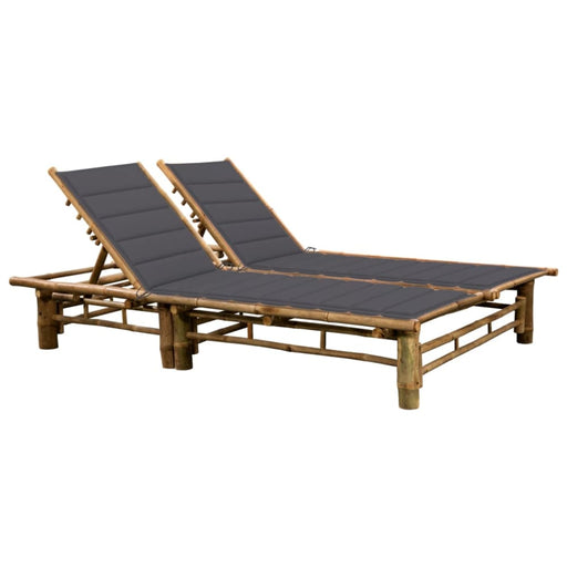 2-person Sun Lounger With Cushions Bamboo Tbltkap