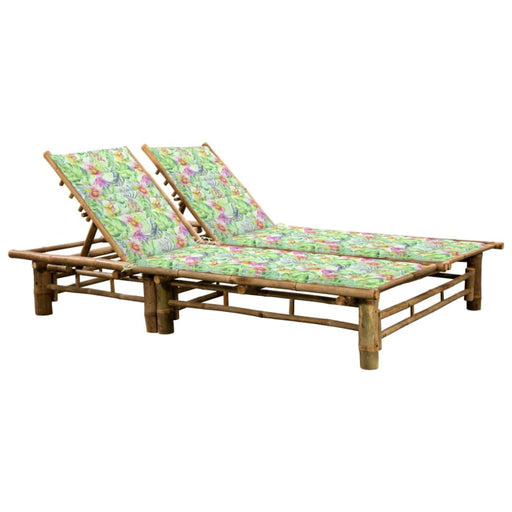 2-person Sun Lounger with Cushions Bamboo Tbltkpi
