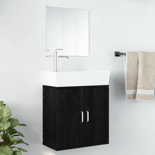2 Piece Bathroom Furniture Set Black Engineered Wood Xaxppk