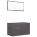 2 Piece Bathroom Furniture Set Glossy Look Grey Chipboard