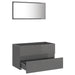 2 Piece Bathroom Furniture Set Glossy Look Grey Chipboard