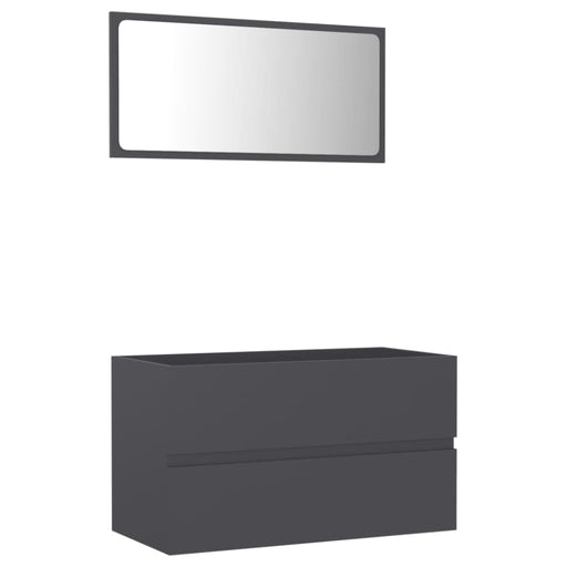 2 Piece Bathroom Furniture Set Grey Chipboard Nbannt