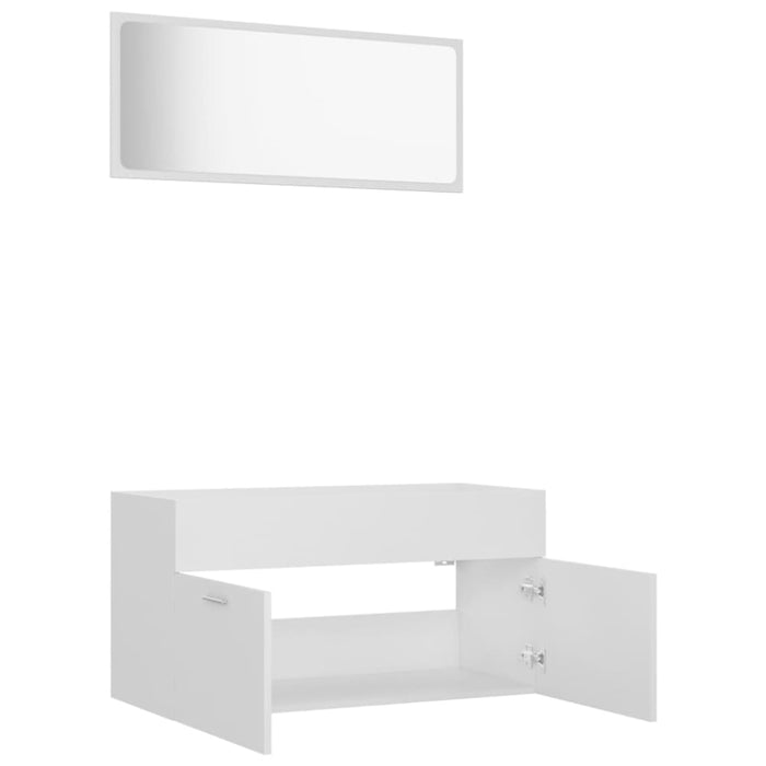 2 Piece Bathroom Furniture Set White Chipboard Nbanbb
