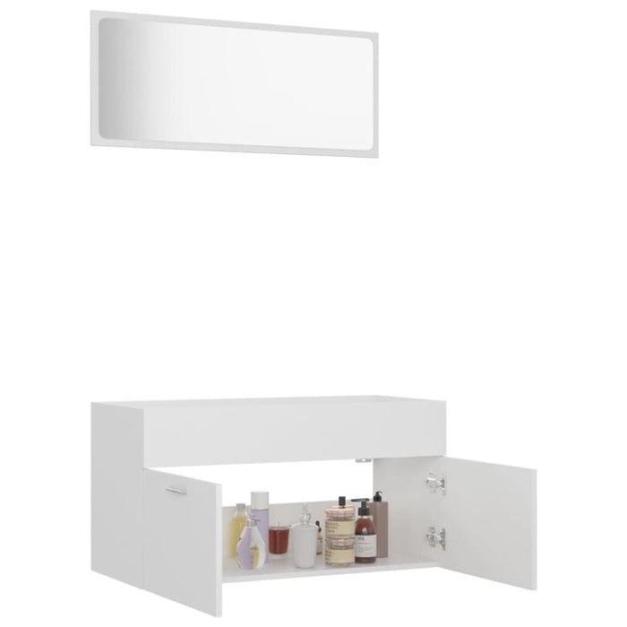 2 Piece Bathroom Furniture Set White Chipboard Nbanbb