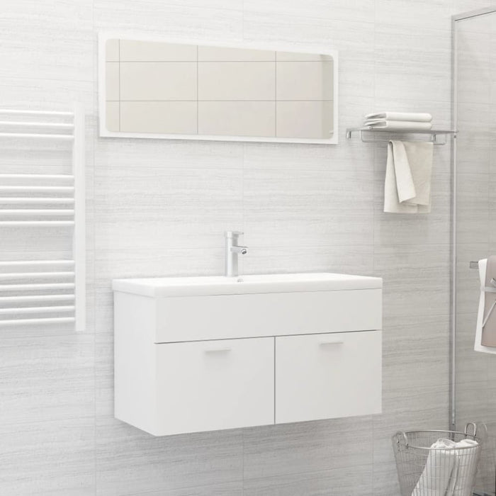 2 Piece Bathroom Furniture Set White Chipboard Nbanbb