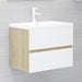 2 Piece Bathroom Furniture Set White and Sonoma Oak