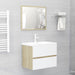 2 Piece Bathroom Furniture Set White and Sonoma Oak