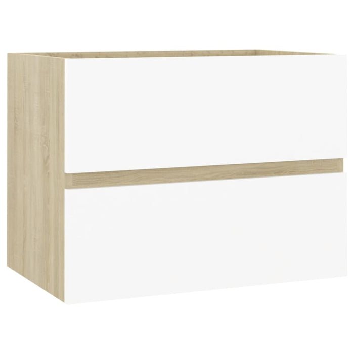 2 Piece Bathroom Furniture Set White and Sonoma Oak