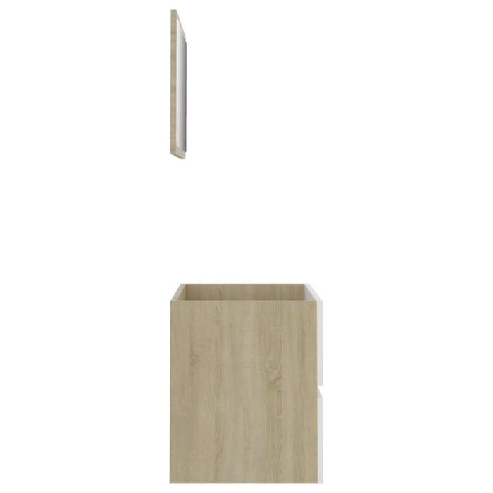 2 Piece Bathroom Furniture Set White and Sonoma Oak