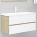 2 Piece Bathroom Furniture Set White and Sonoma Oak