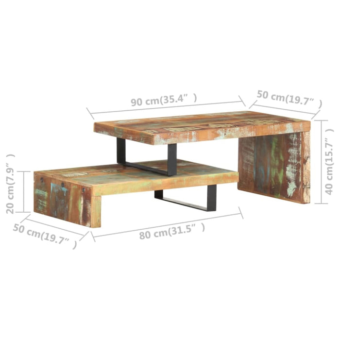 2 Piece Coffee Table Set Solid Reclaimed Wood Txbtkt