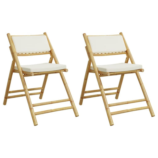2 Piece Folding Bistro Chairs with Cream White Cushions