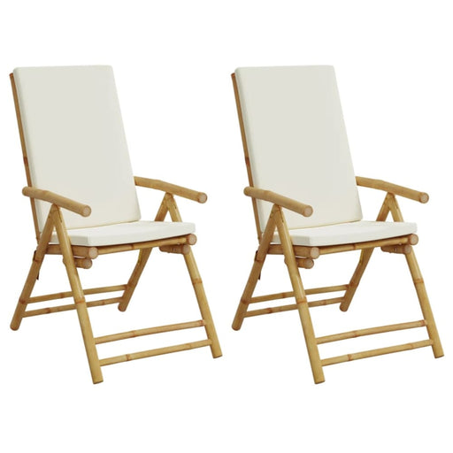 2 Piece Folding Bistro Chairs with Cream White Cushions