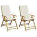 2 Piece Folding Bistro Chairs with Cream White Cushions