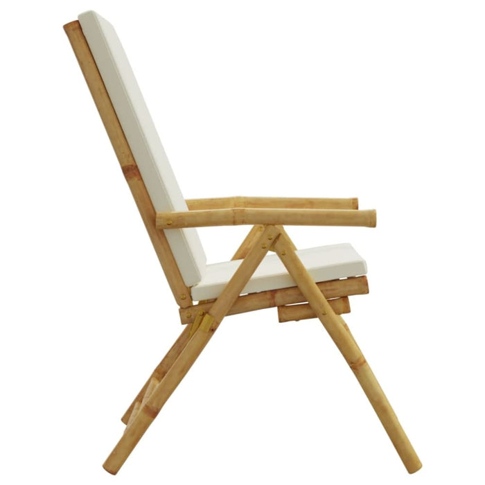 2 Piece Folding Bistro Chairs with Cream White Cushions