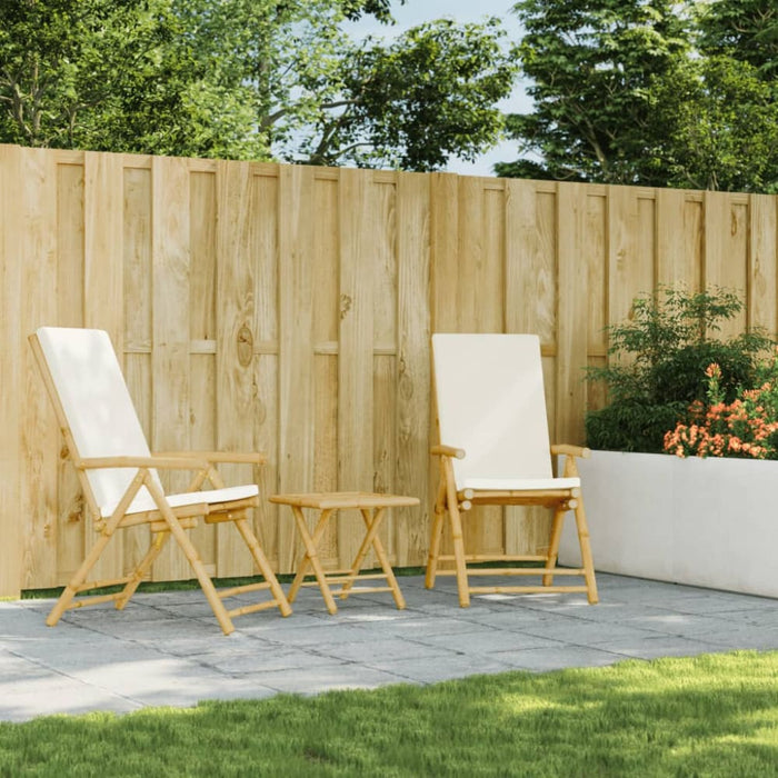 2 Piece Folding Bistro Chairs with Cream White Cushions