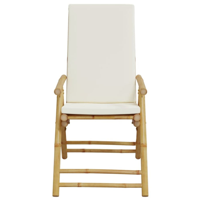 2 Piece Folding Bistro Chairs with Cream White Cushions